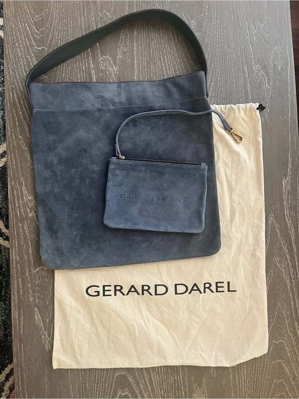 Gerard Darel Le Lady Hobo Bag - Blue Suede leather